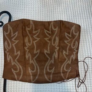 Brown Embroidered Corset Top
